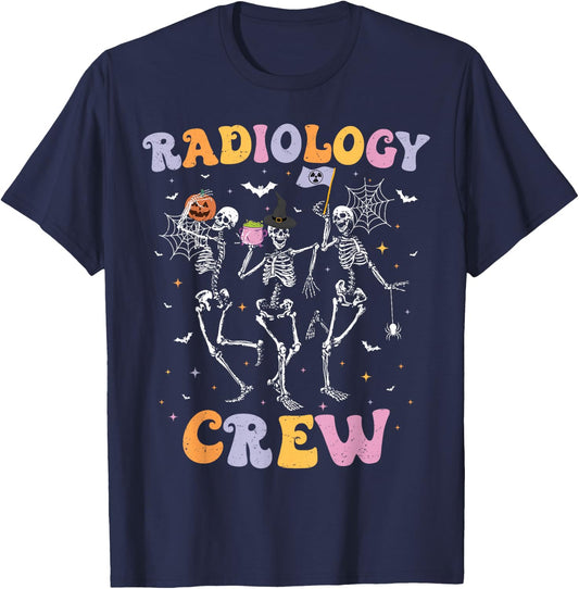 Dancing Skeleton Radiology Crew Halloween Spooky RAD Tech T-Shirt - T-Shirt | Navy
