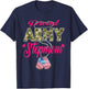 Proud Army Stepmom US Flag Camo Dog Tags Military Stepmother T-Shirt - T-Shirt | Navy