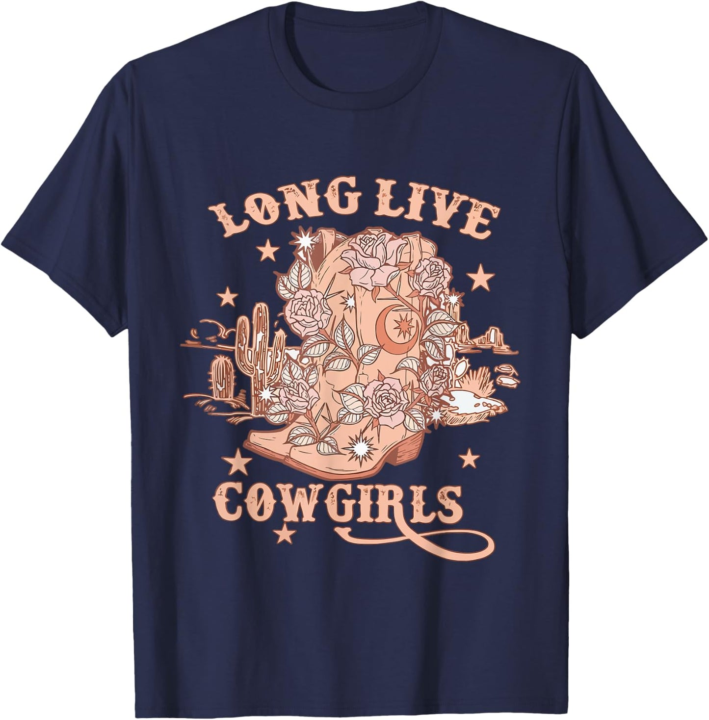Long Funny Live Country Gifts Southern For Cowgirls Black T-Shirt - T-Shirt | Navy