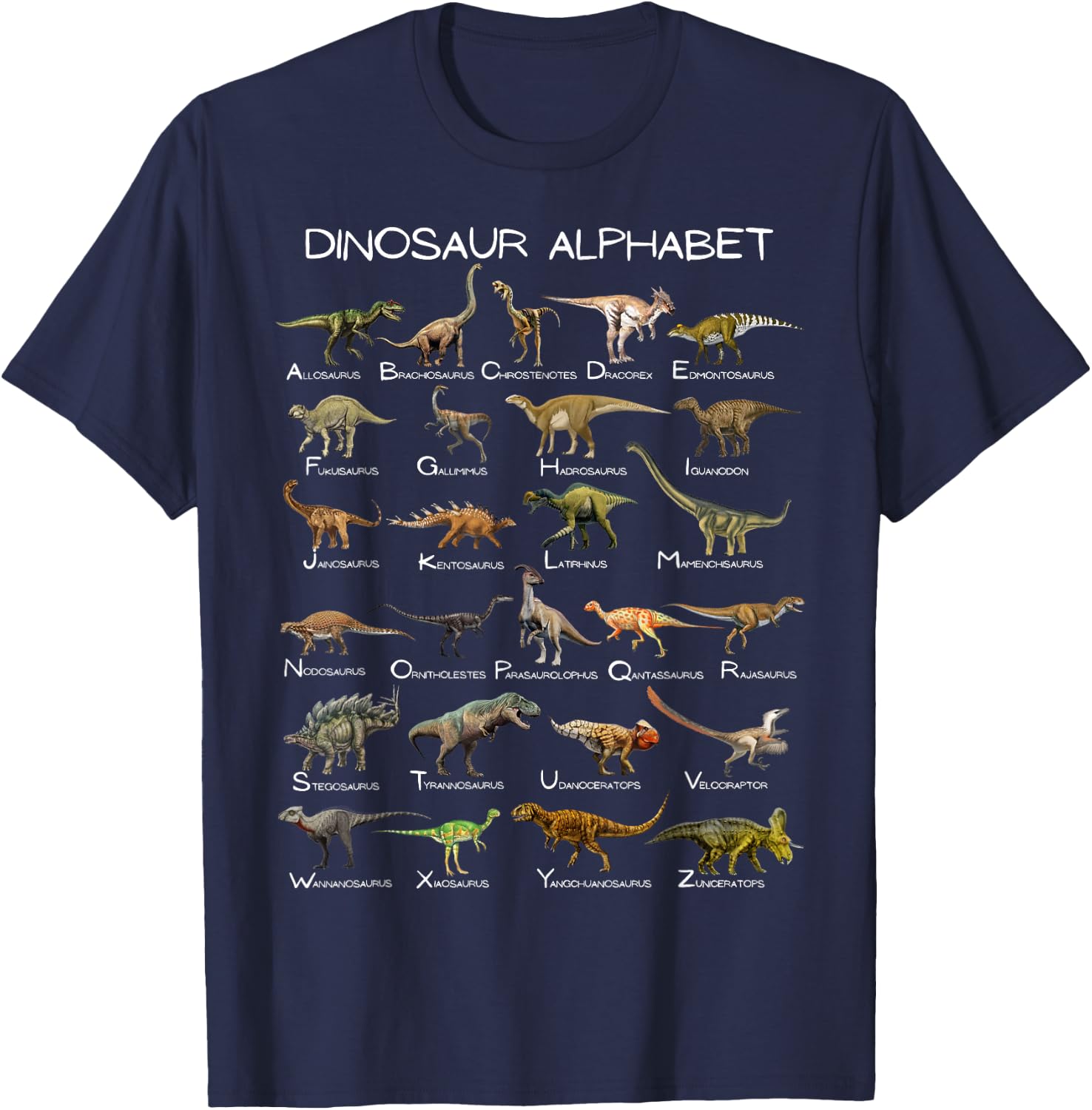 Dinosaur Alphabet ABC Dino Paleontology Educational T-Shirt - T-Shirt | Navy