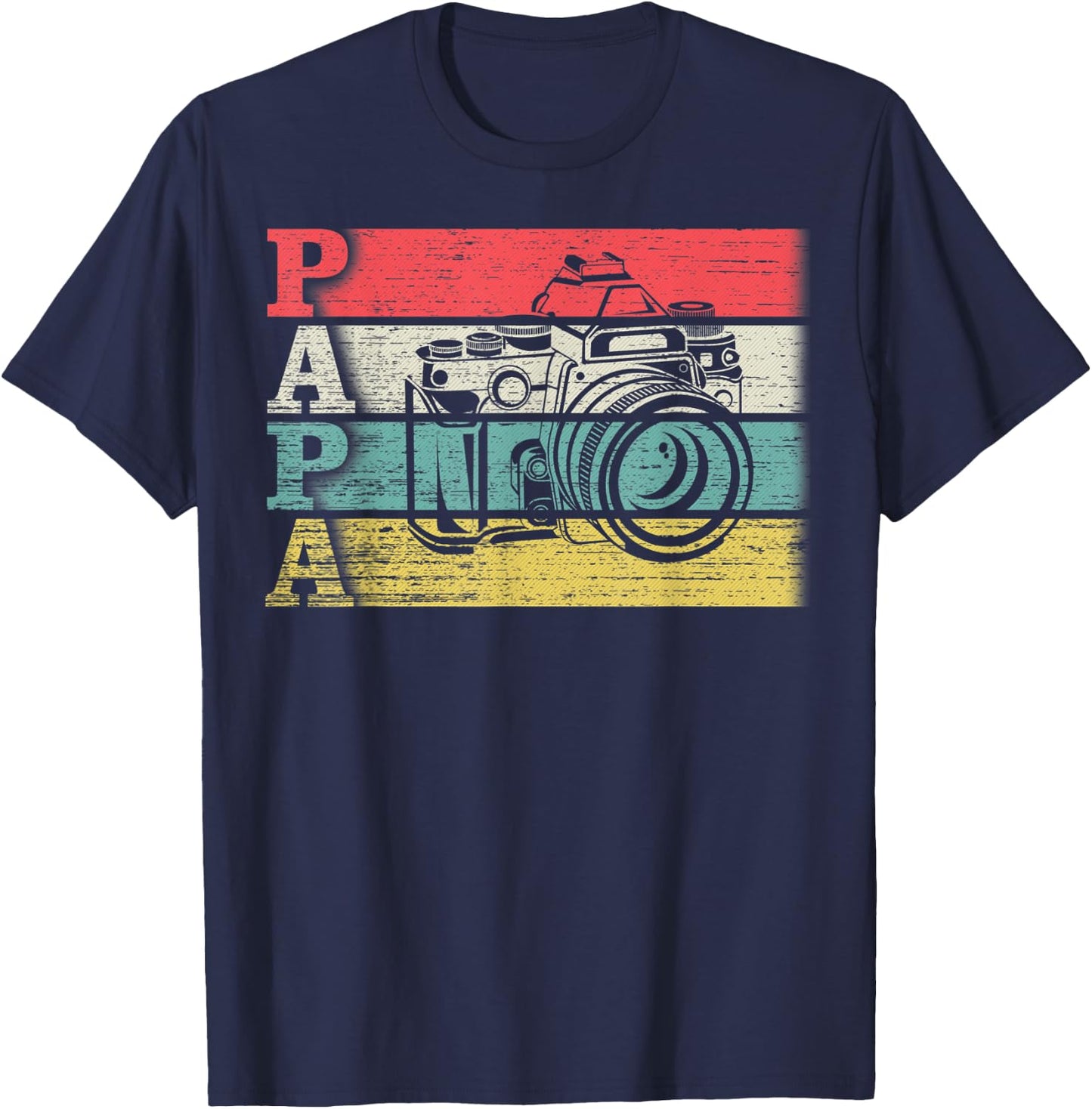Vintage Retro Photographer Papa Photography Silhouette Funny T-Shirt - T-Shirt | Navy
