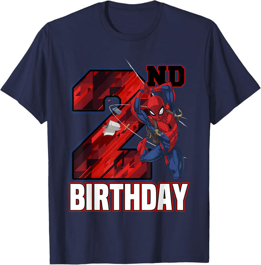 Marvel Spider-Man Web Swing 2nd Birthday T-Shirt - T-Shirt | Navy