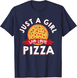 Funny Pizza Art Girls Italian Pizza Slice Lover T-Shirt - T-Shirt | Navy