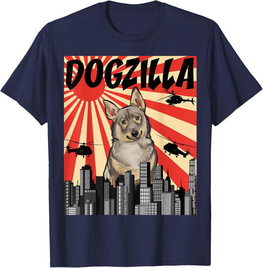 Funny Retro Japanese Dogzilla Swedish Vallhund T-Shirt - T-Shirt | Navy