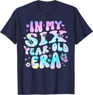 Groovy In My Six Year Old Era Girl 6th Birthday 6 Yrs Old T-Shirt - T-Shirt | Navy