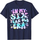 Groovy In My Six Year Old Era Girl 6th Birthday 6 Yrs Old T-Shirt - T-Shirt | Navy