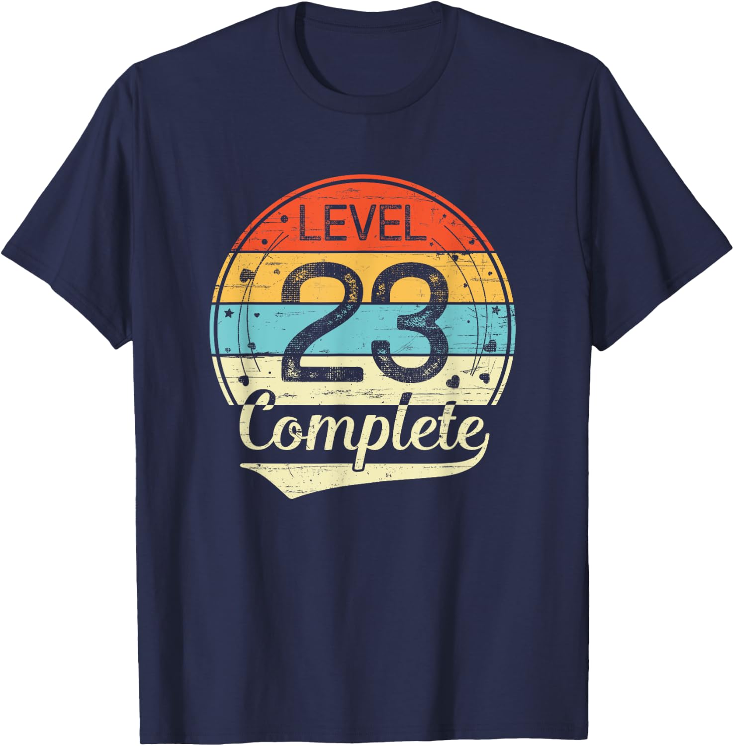 Level 23 Complete Retro 23rd Wedding Anniversary T-Shirt - T-Shirt | Navy