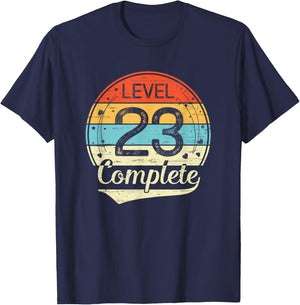 Level 23 Complete Retro 23rd Wedding Anniversary T-Shirt - T-Shirt | Navy