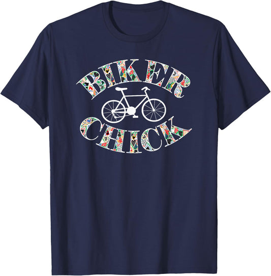 Biker Chick Bike T-Shirt - T-Shirt | Navy