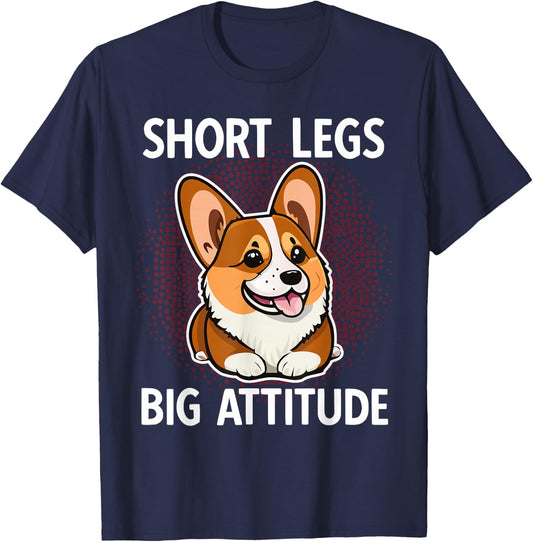 Short Legs Big Attitude Corgi T-Shirt - T-Shirt | Navy
