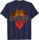Western Cowboy Howdy - Classic Fit, Short Sleeve, Black Polyester & Cotton T-Shirt - T-Shirt | Navy