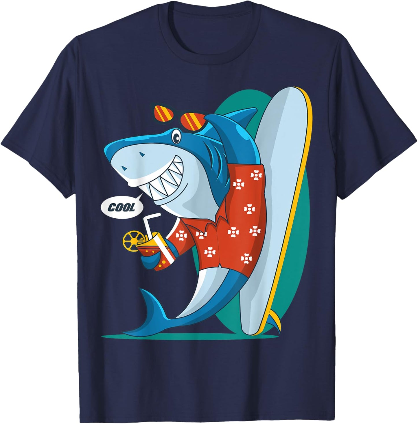 Cool Shark Surfing Design T-Shirt - T-Shirt | Navy