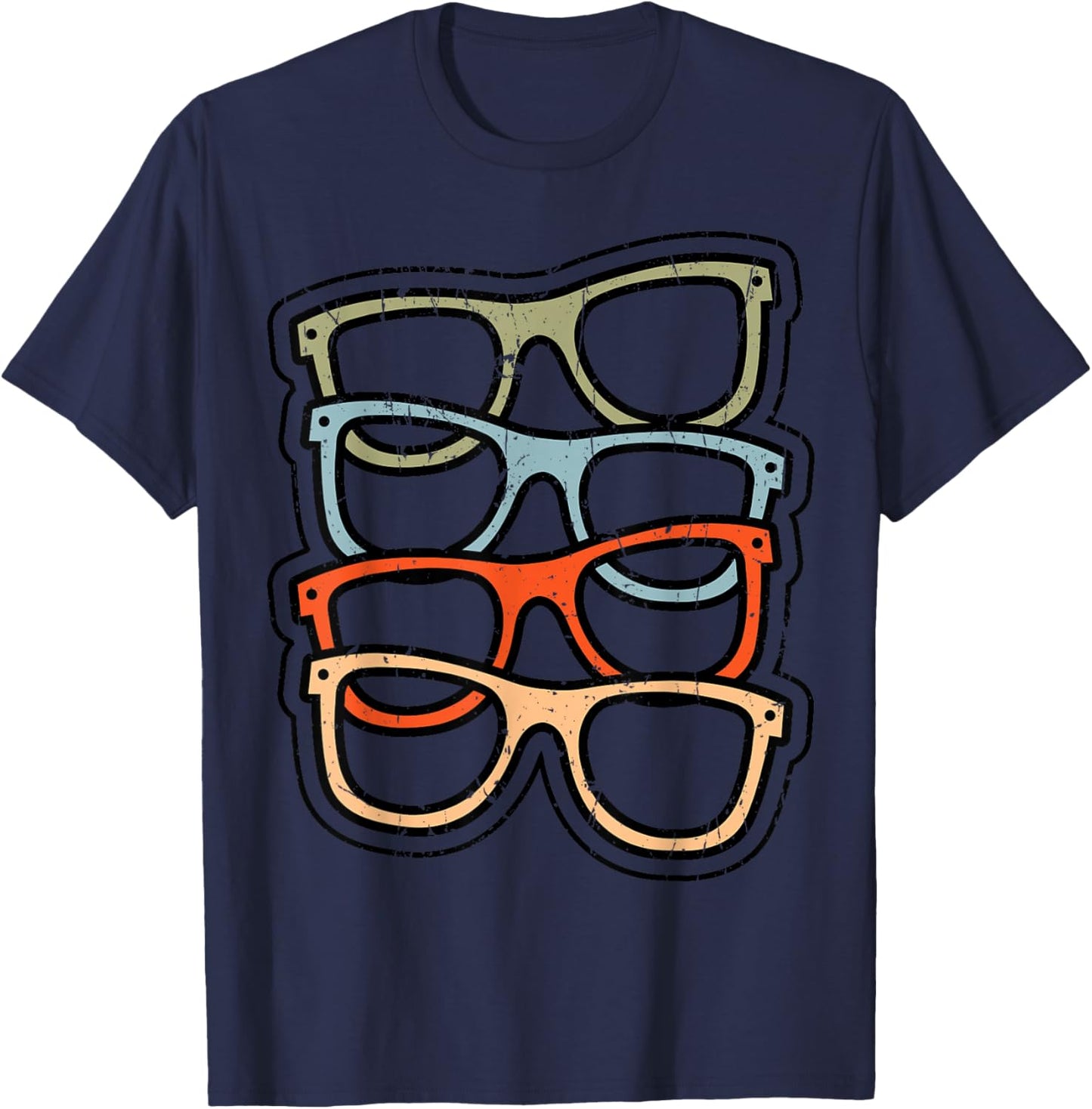 Retro Eye Glasses Sunglasses Optometrist Ophthalmologist T-Shirt - T-Shirt | Navy
