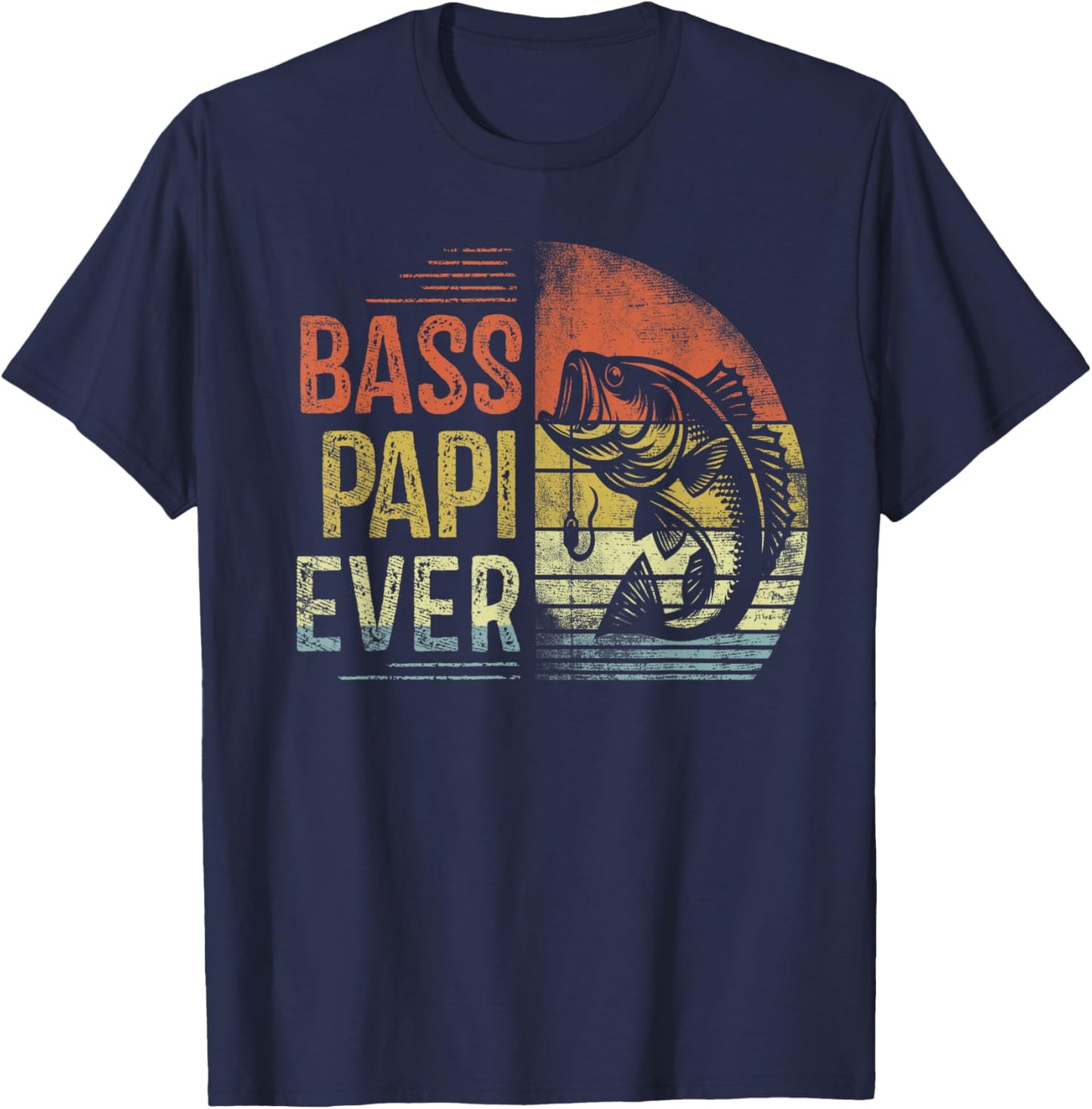Bass Papi Ever Fishing Gifts Papi Birthday Vintage T-Shirt - T-Shirt | Navy
