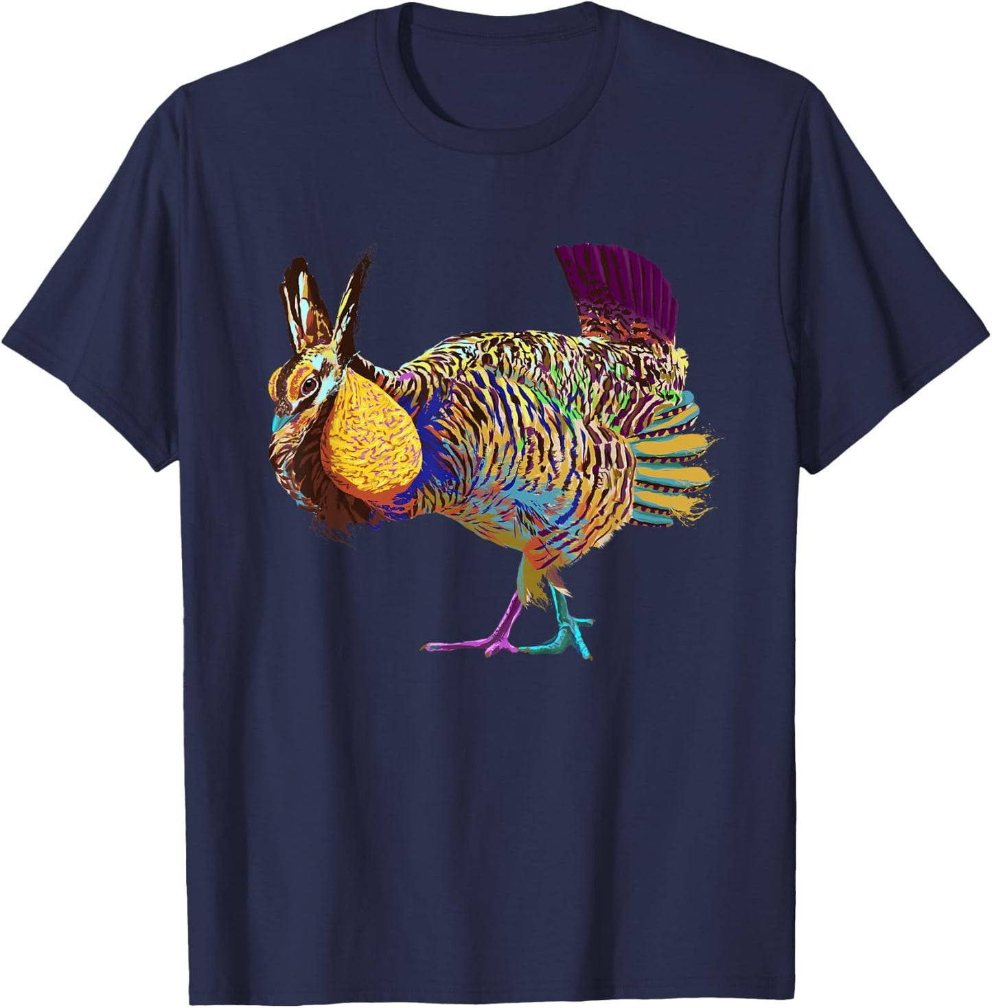 Colorful Prairie Chicken T-Shirt - T-Shirt | Navy