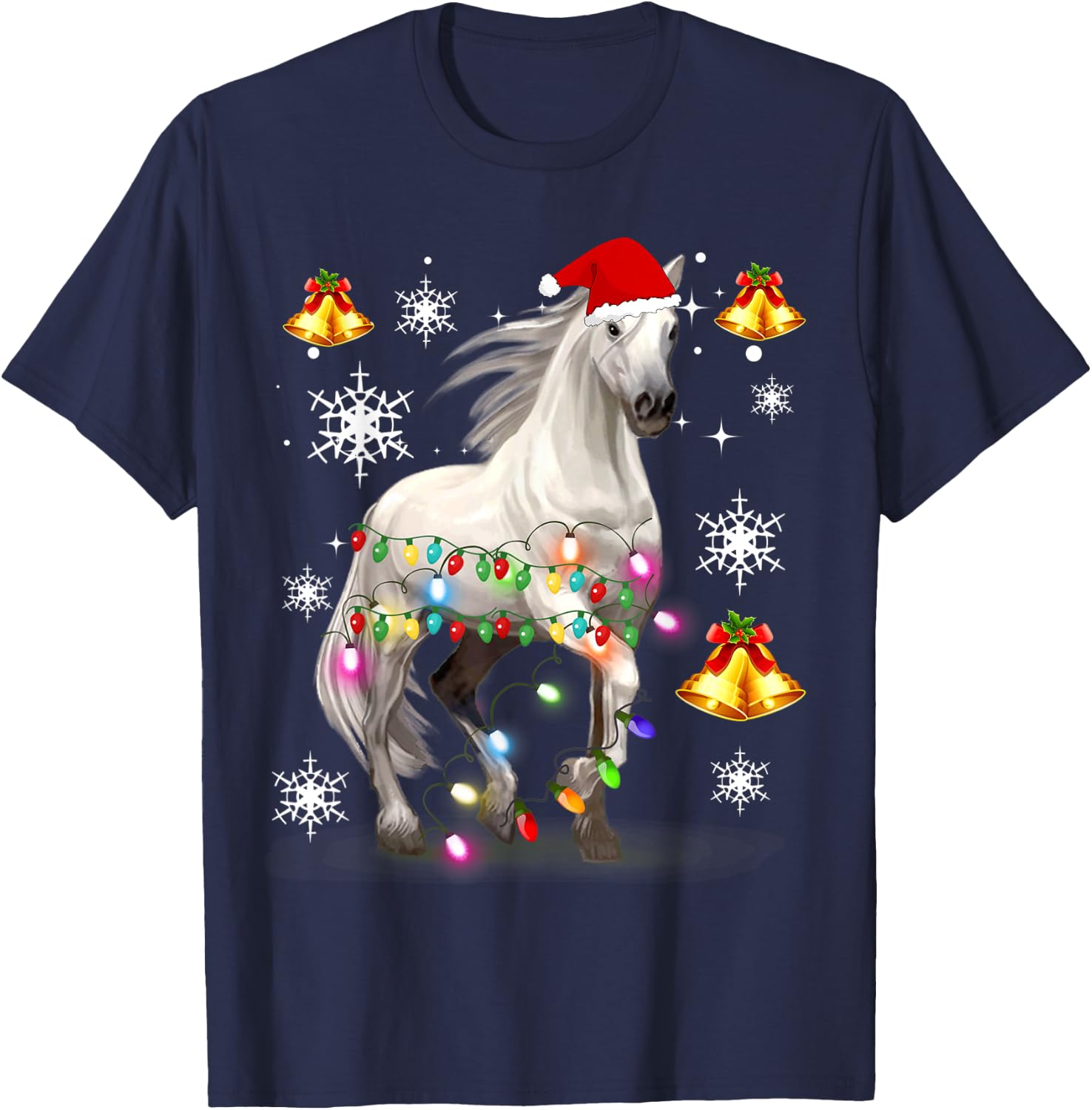 Christmas Lights Horse T-Shirt - T-Shirt | Navy