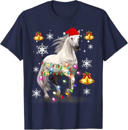 Christmas Lights Horse T-Shirt - T-Shirt | Navy