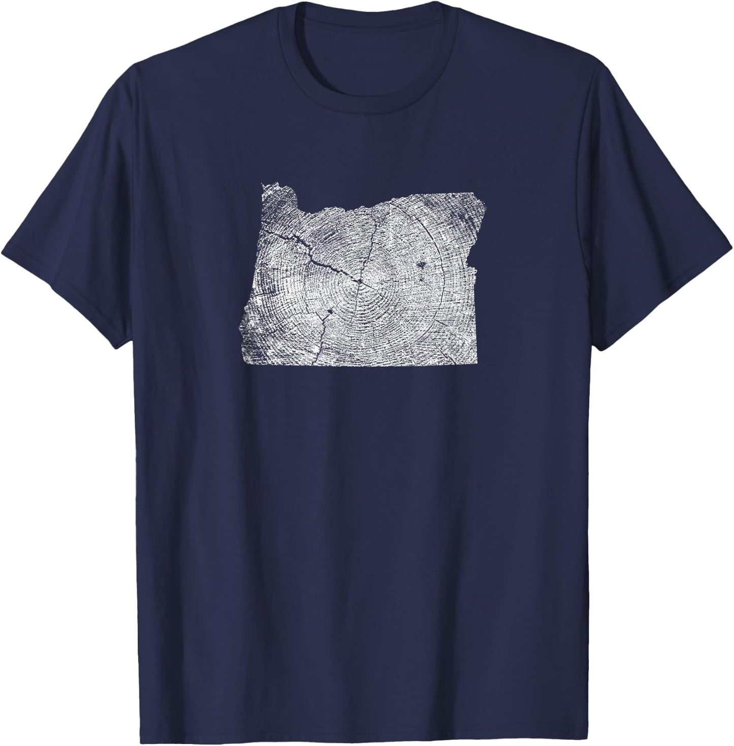 Oregon State Tree Growth Rings Map T-Shirt - T-Shirt | Navy