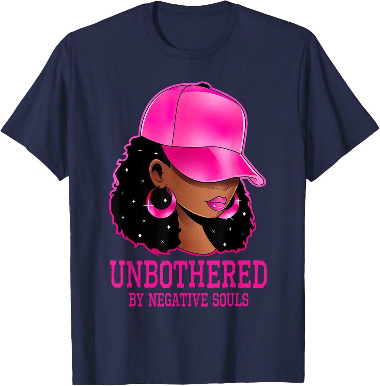 African American Afro Queen Sassy Black Woman Unbothered T-Shirt - T-Shirt | Navy