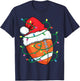 Santa Football Sports Ball Men Boys Christmas Xmas Lights T-Shirt - T-Shirt | Navy
