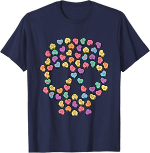 Death By Candy Valentine's Day Hearts Skull T-Shirt - T-Shirt | Navy