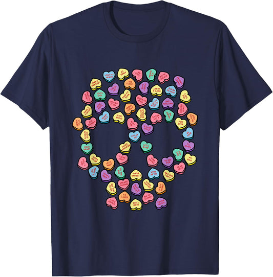 Death By Candy Valentine's Day Hearts Skull T-Shirt - T-Shirt | Navy