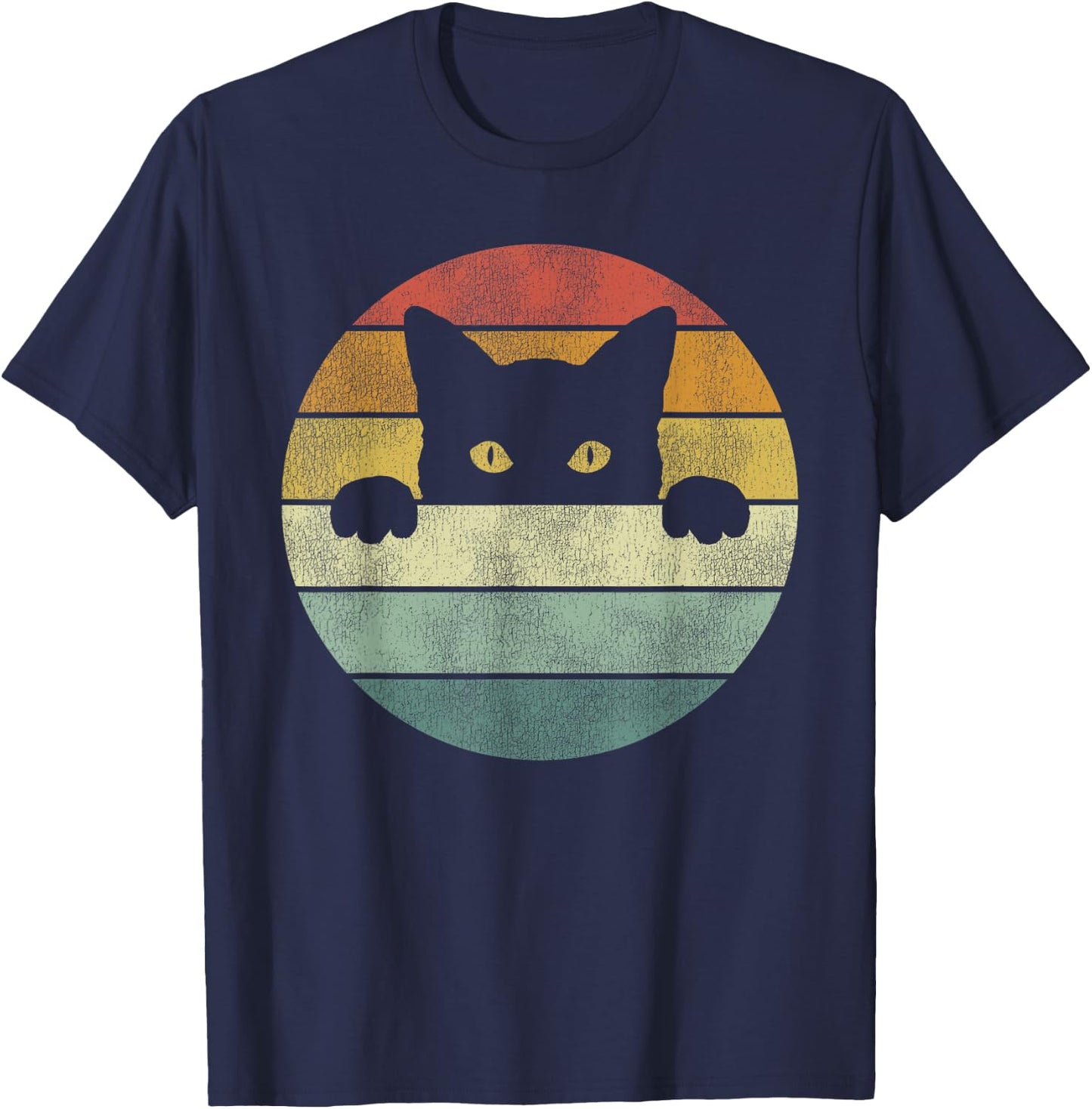 Retro Cat Shirt Vintage Funny Cat T-Shirt - T-Shirt | Navy