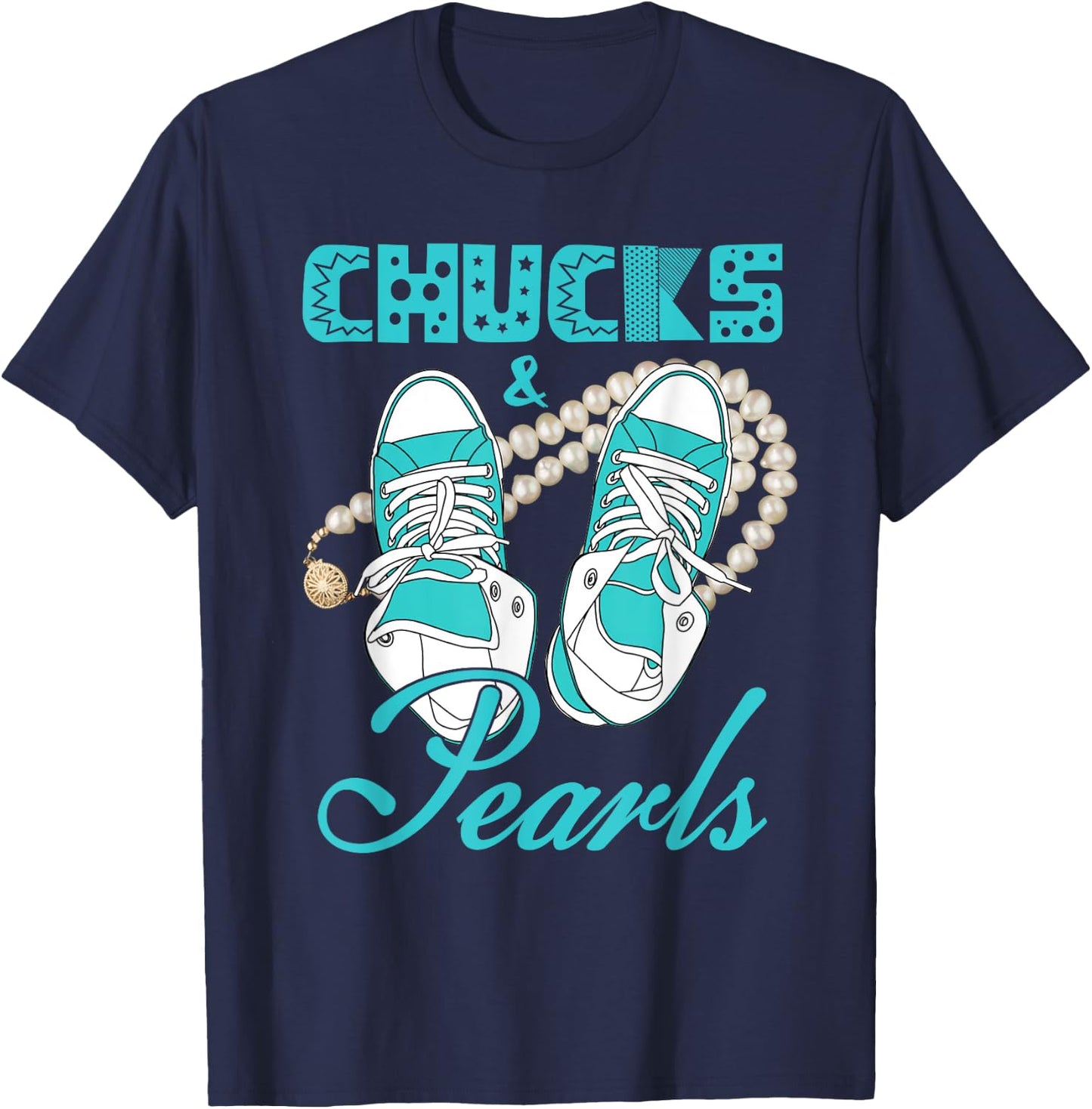 Chucks and Pearls T-Shirt - T-Shirt | Navy