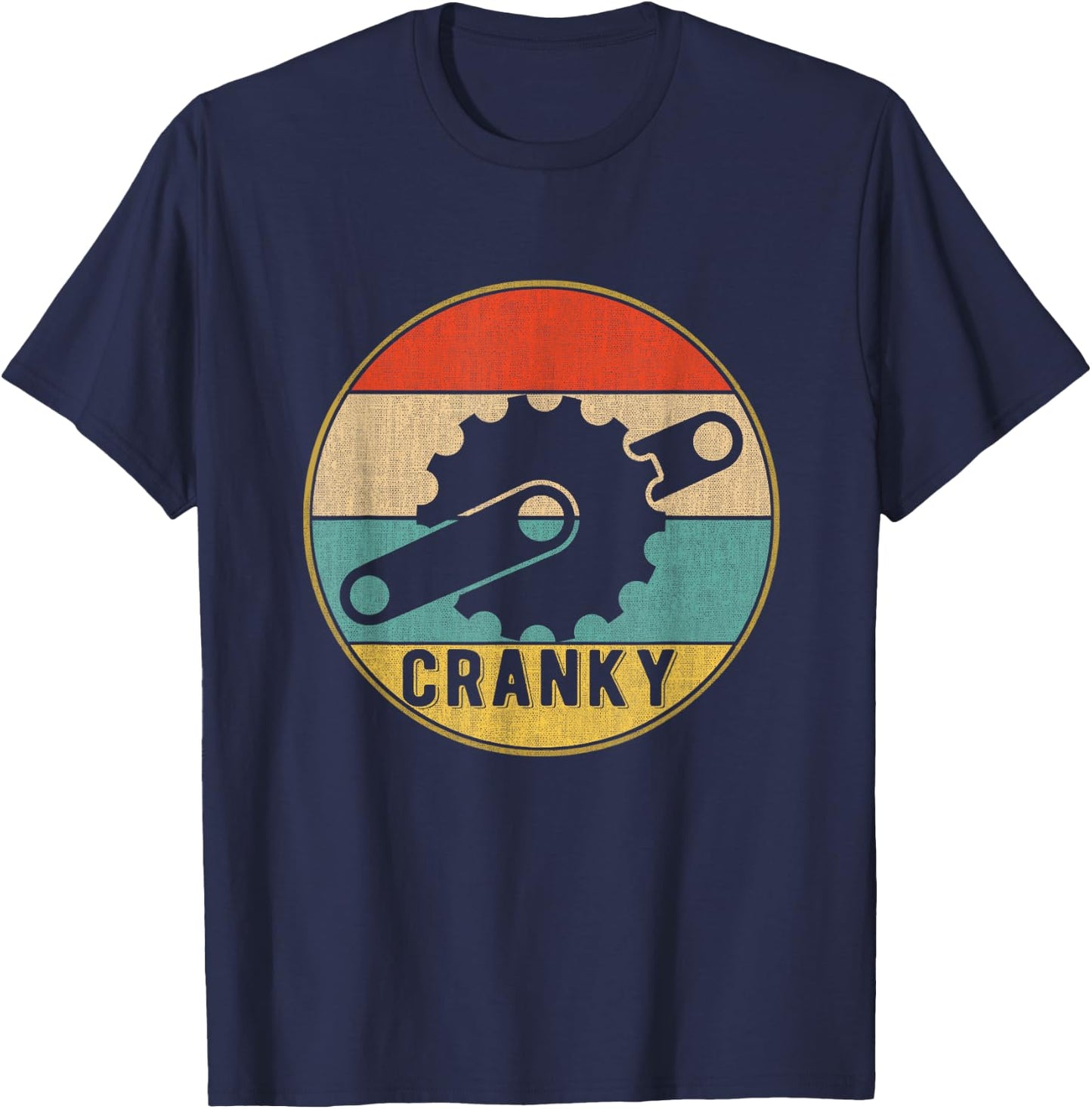 Fahrrad Cranky Vintage-Design Bicycle Retro Cycling - -Adults - Black - Small - Short Sleeve - - Classic Fit - Cotton, Polyester Blend T-Shirt - T-Shirt | Navy