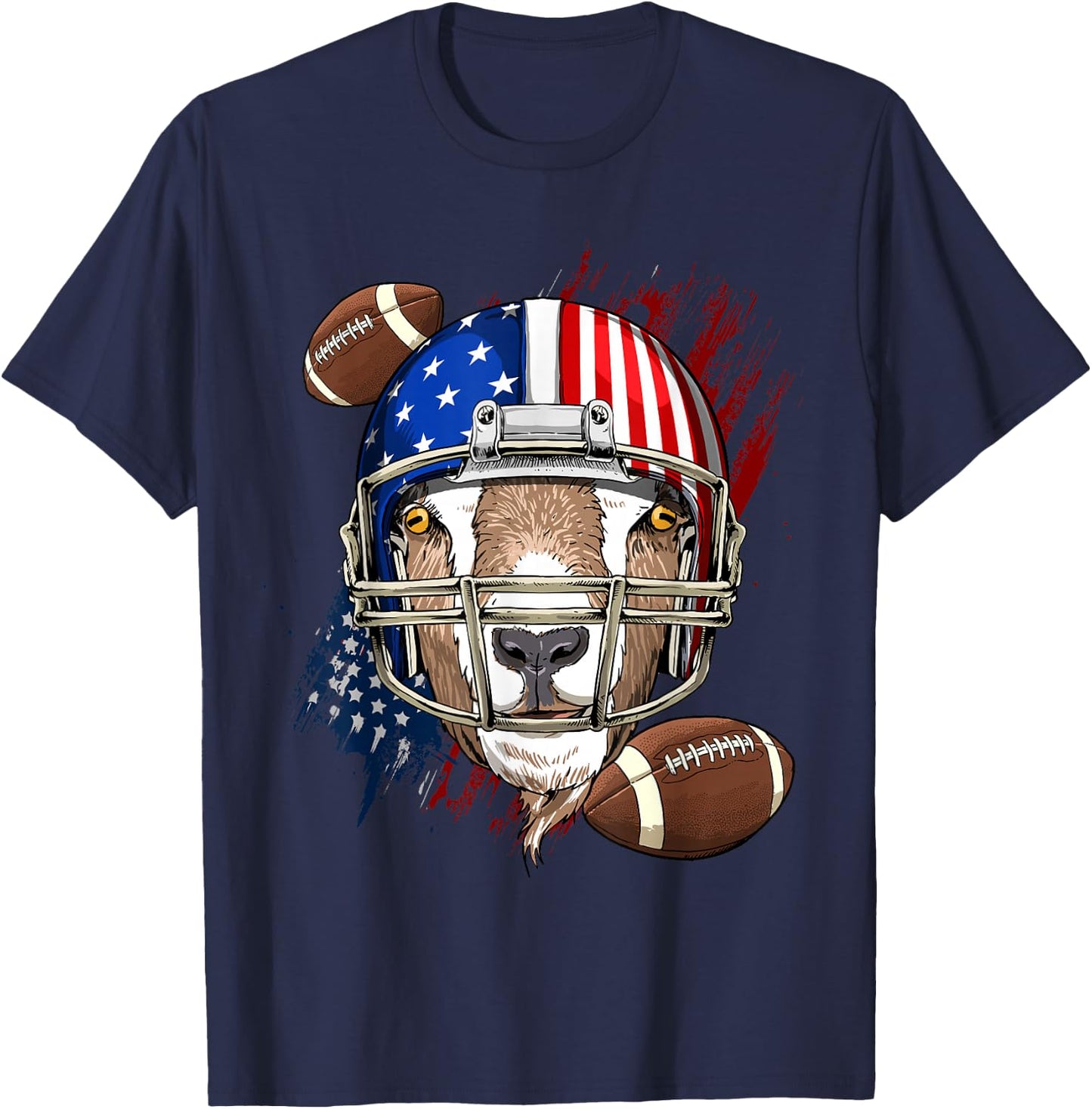 Goat American Football Goat Lovers USA Flag T-Shirt - T-Shirt | Navy