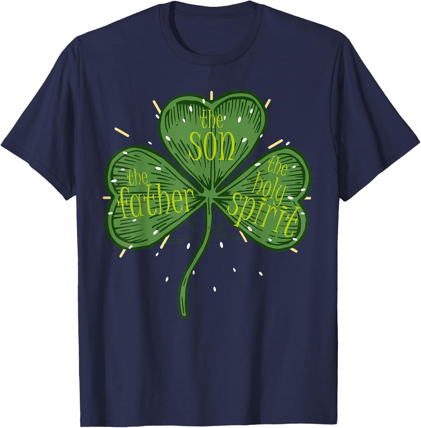 Irish Shamrock Christian Catholic Religious St Patricks Day T-Shirt - T-Shirt | Navy
