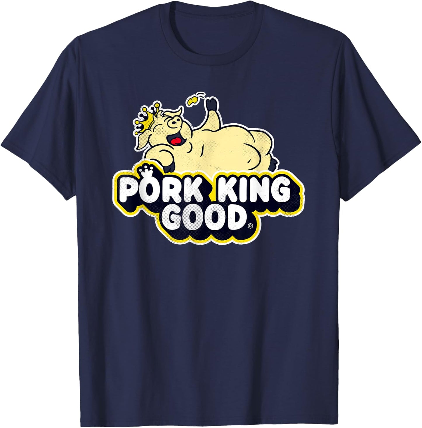 Pork King Good 70's Throwback Pig Logo T-Shirt - T-Shirt | Navy