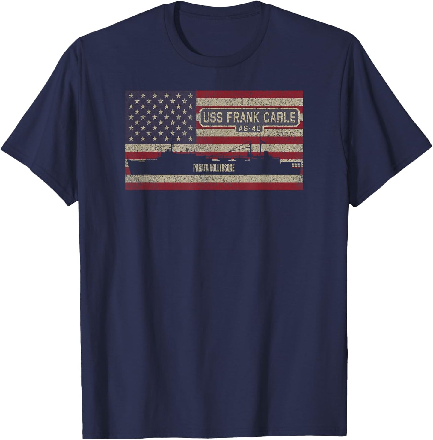 USS Frank Cable AS-40 Submarine Tender Ship American Flag T-Shirt - T-Shirt | Navy