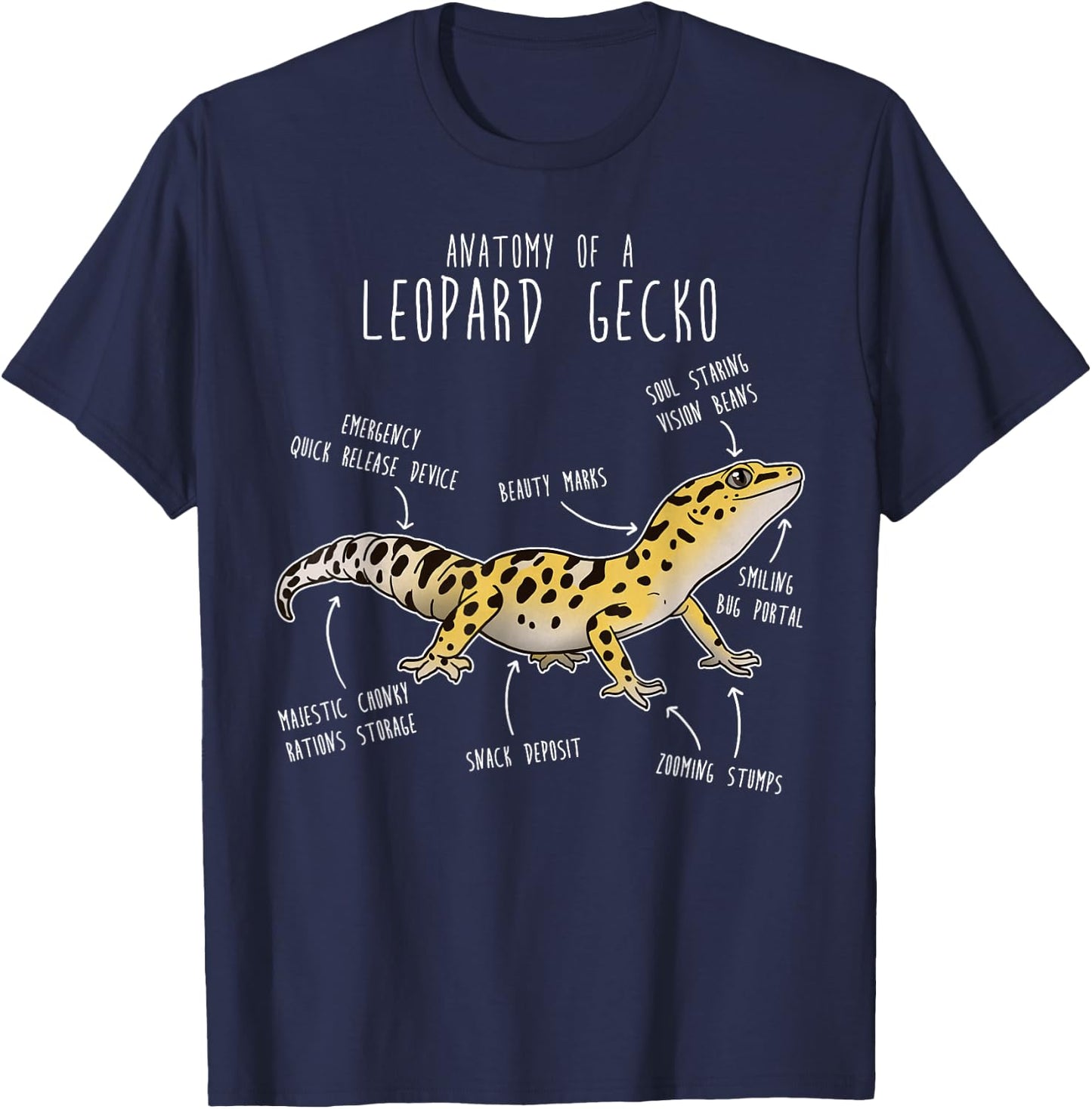 Anatomy of a Leopard Gecko, Funny Pet Reptile Lizard Lover T-Shirt - T-Shirt | Navy