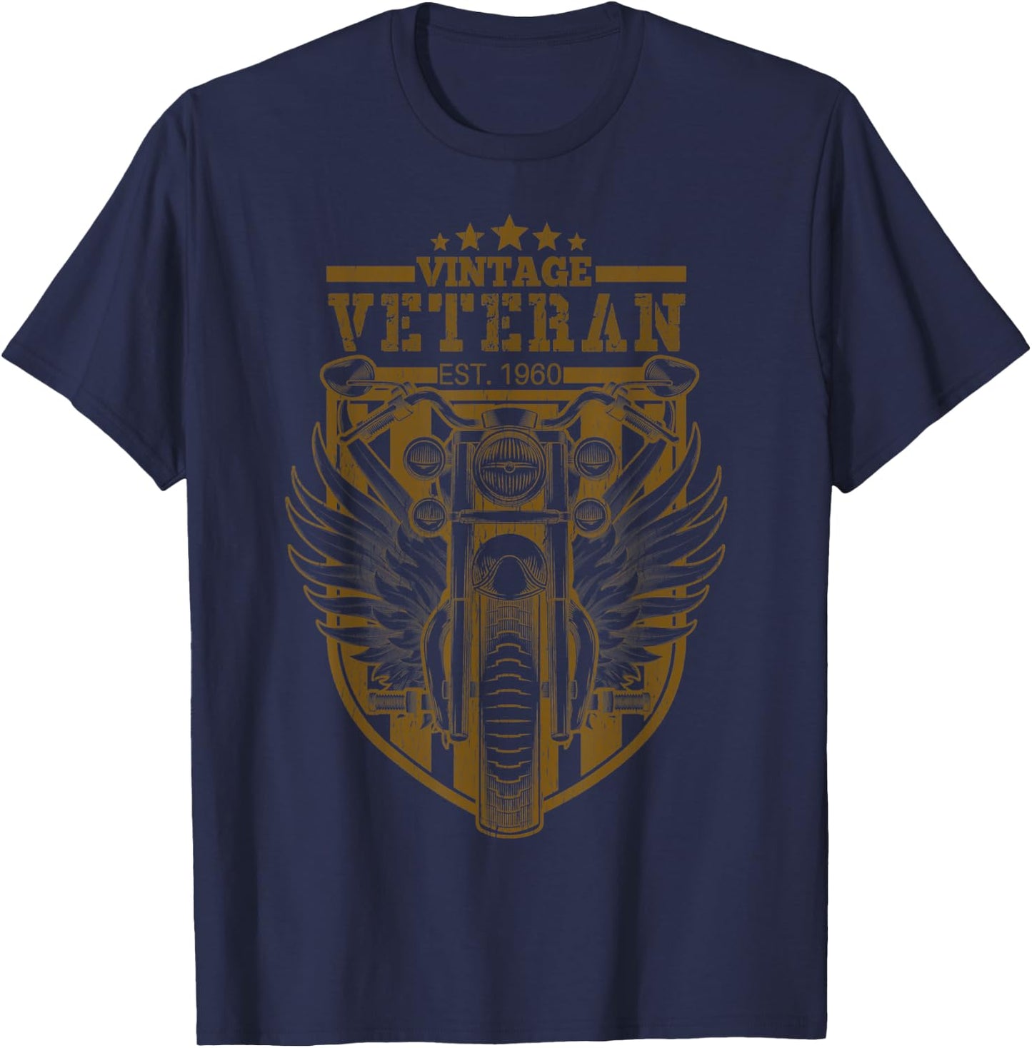 Vintage Veteran 1960 Motorcycle Biker T-Shirt - T-Shirt | Navy