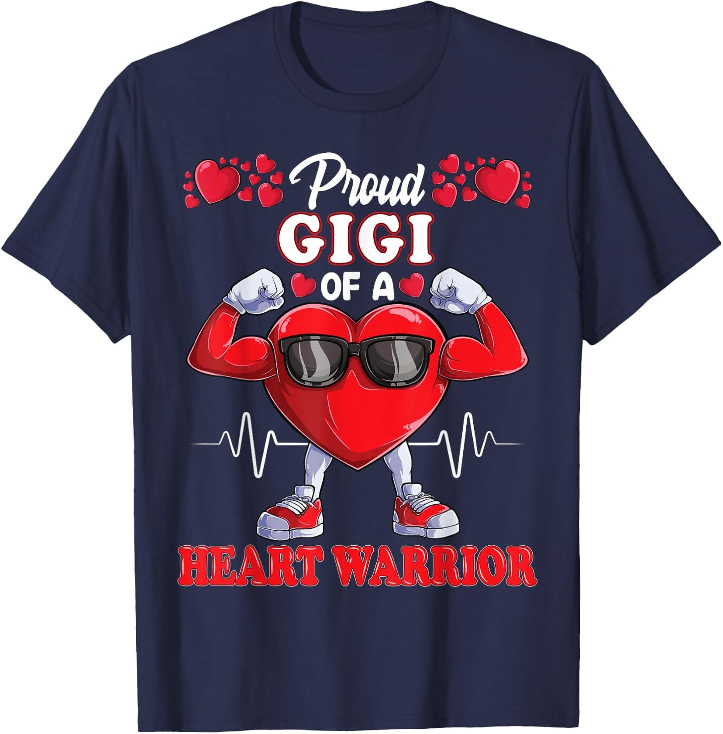 Proud Gigi of a Heart Warrior CHD Awareness T-Shirt - T-Shirt | Navy