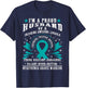 MG Proud Husband Myasthenia Gravis Wife Warrior Teal Ribbon T-Shirt - T-Shirt | Navy
