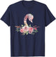 Flower Crown Women Girls Gift Pretty Animal Vintage Swan T-Shirt - T-Shirt | Navy