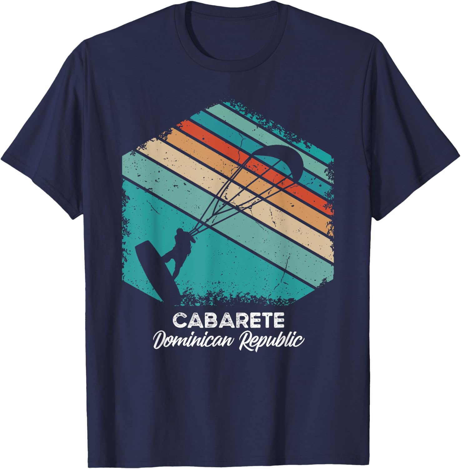 Vintage Retro Kitesurf Cabarete Kite Surfing T-Shirt - T-Shirt | Navy