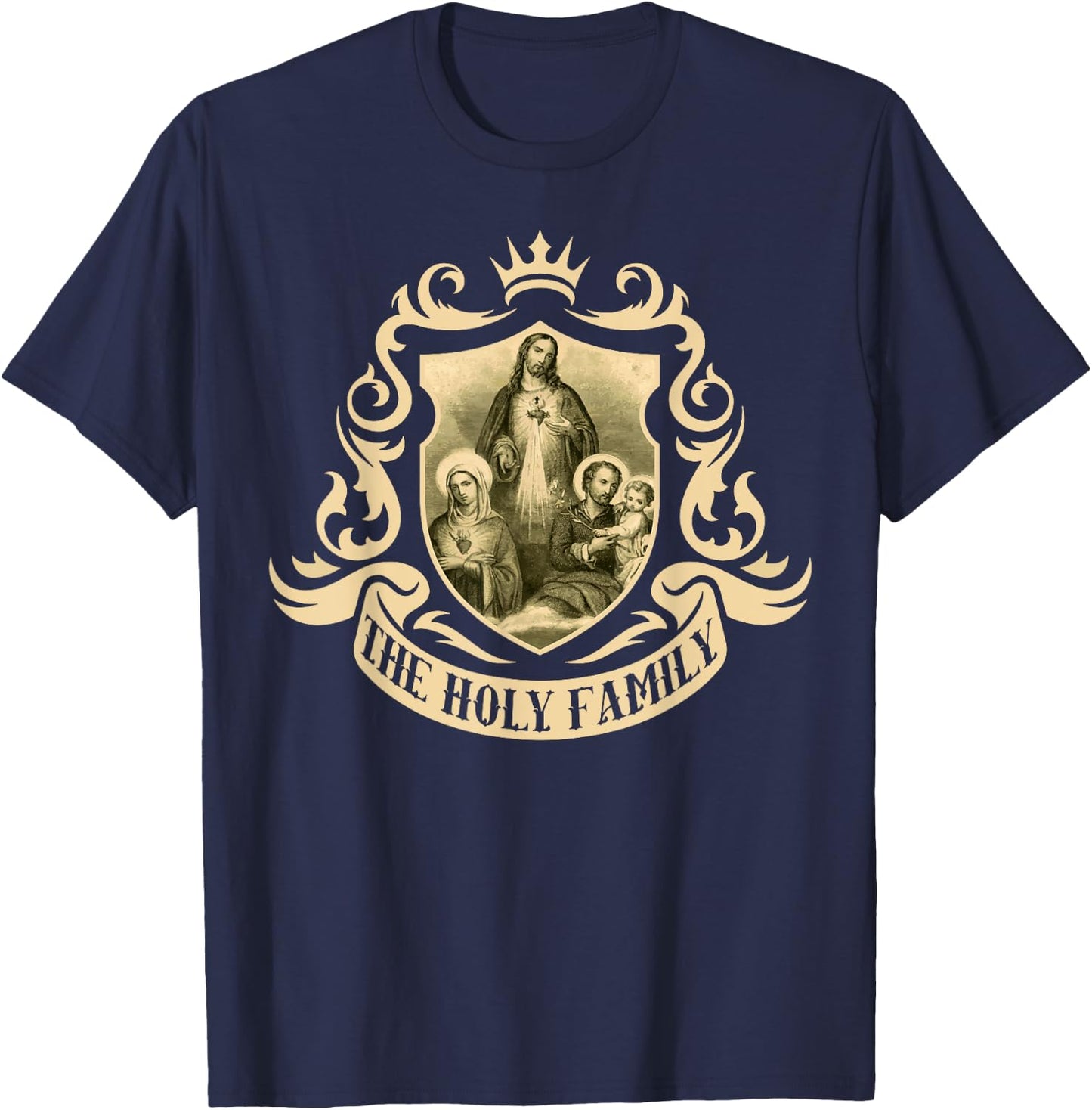 Holy Image Catholic Family Sagrada Familia Joseph Mary Jesus T-Shirt - T-Shirt | Navy
