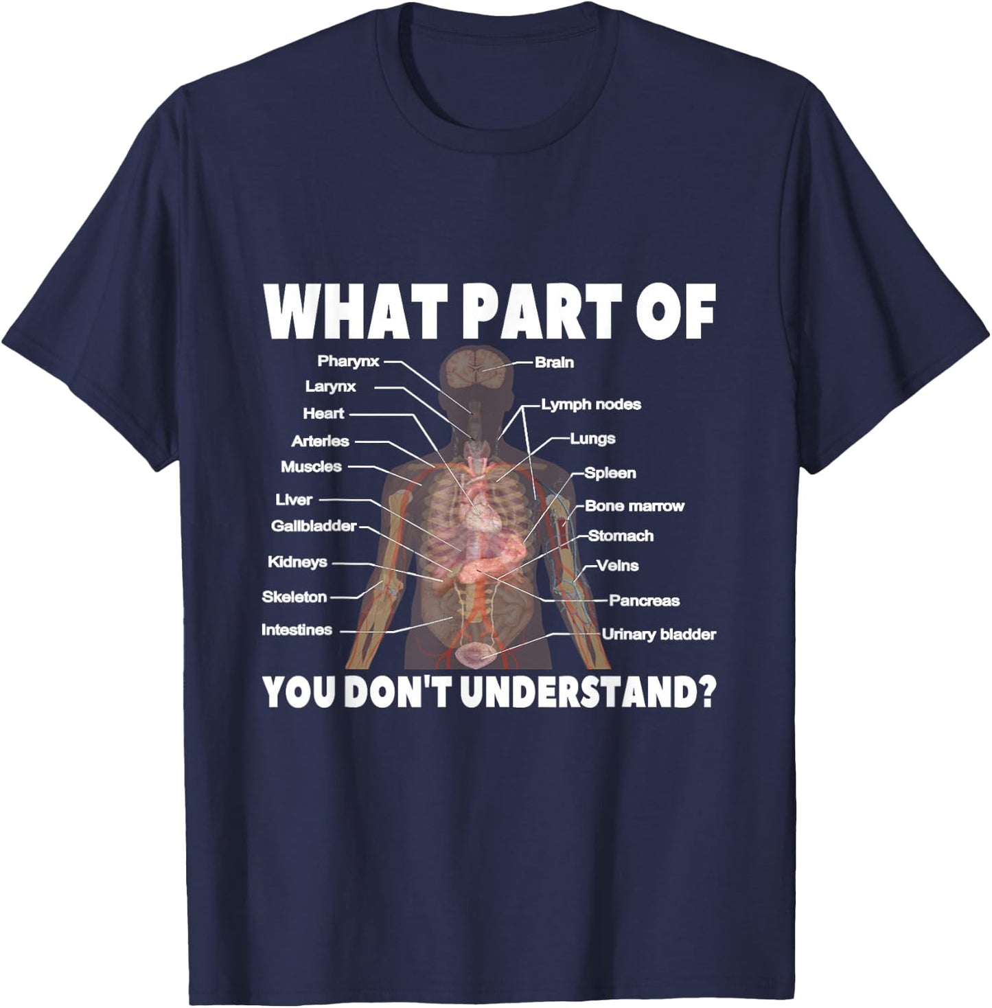 What Part Of Don't You Understand | Medical Anatomy Human T-Shirt - T-Shirt | Navy