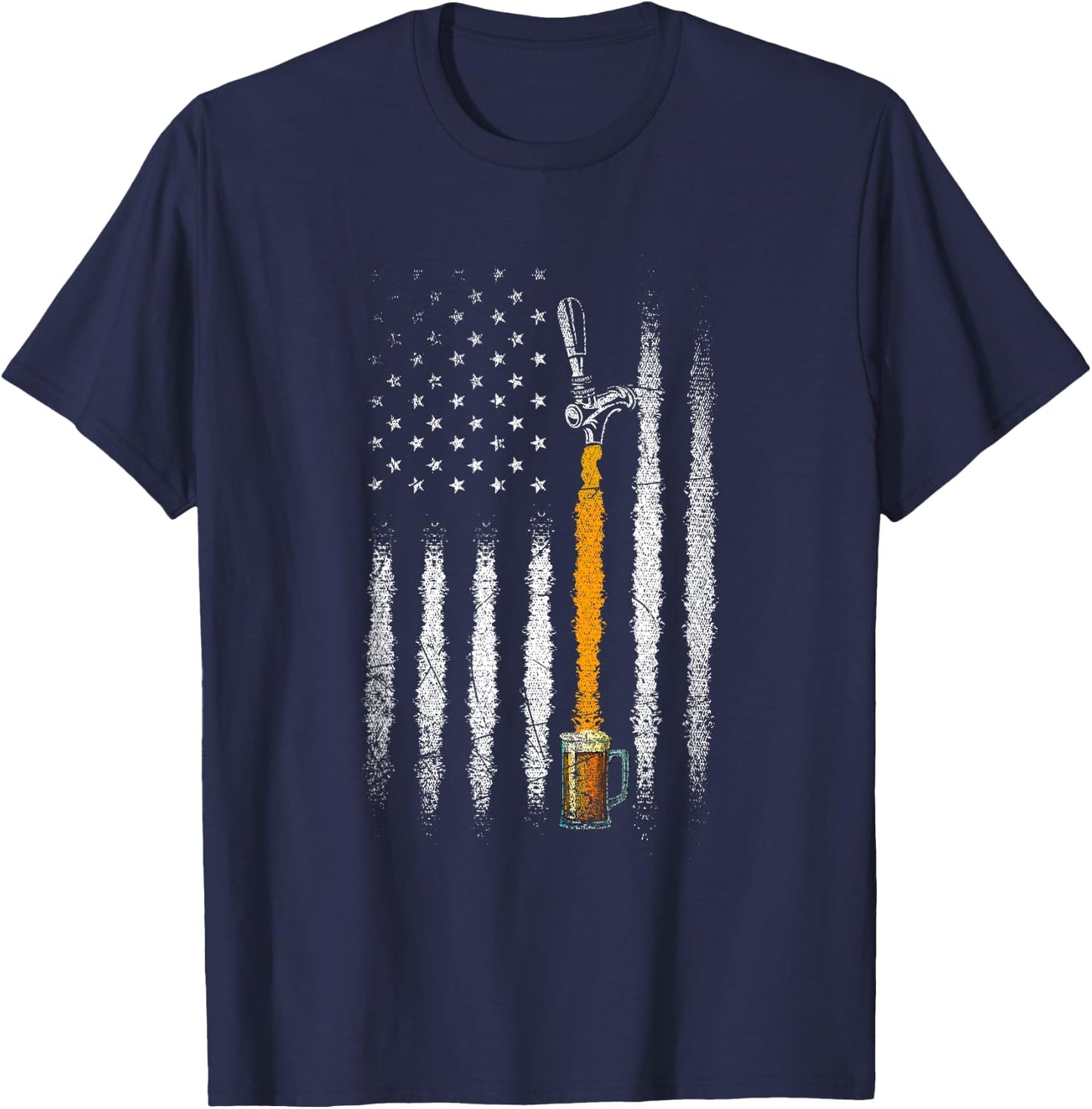 USA Flag Craft Beer Women Men T-Shirt - T-Shirt | Navy