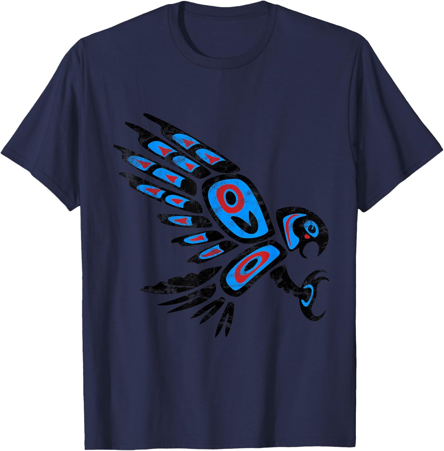native american red tailed hawk bird Totem tribal T-Shirt - T-Shirt | Navy