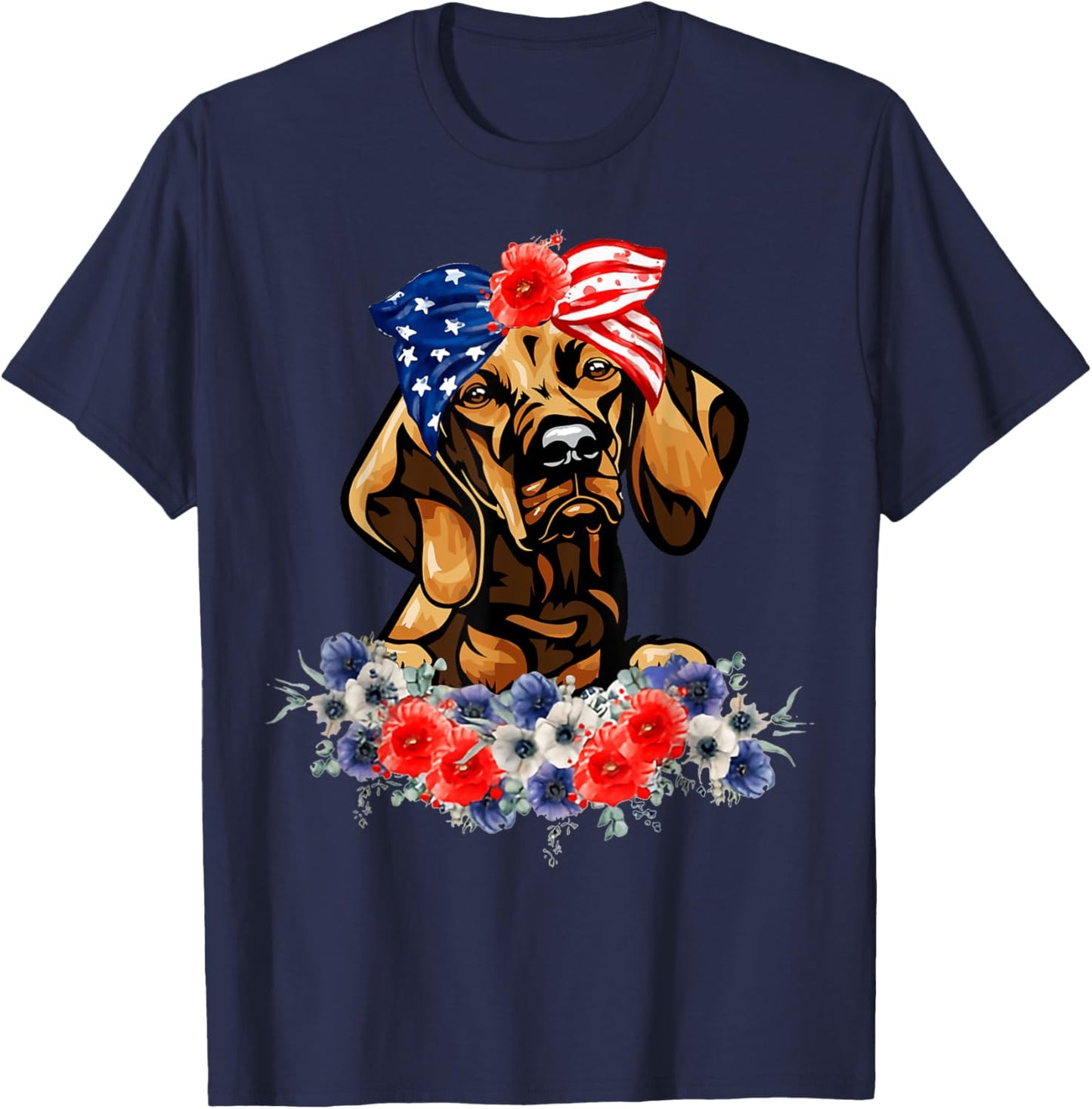 Vizsla Dog American Flag Patriotic 4th Of July T-Shirt - T-Shirt | Navy