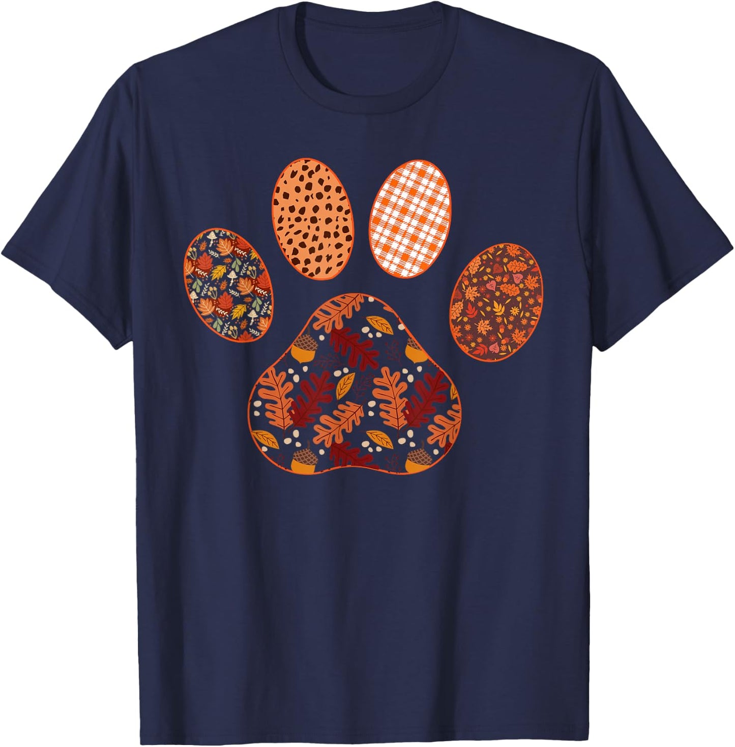Paw Print Thanksgiving Dog Candy Fall Ghost Women Girls Kids T-Shirt - T-Shirt | Navy