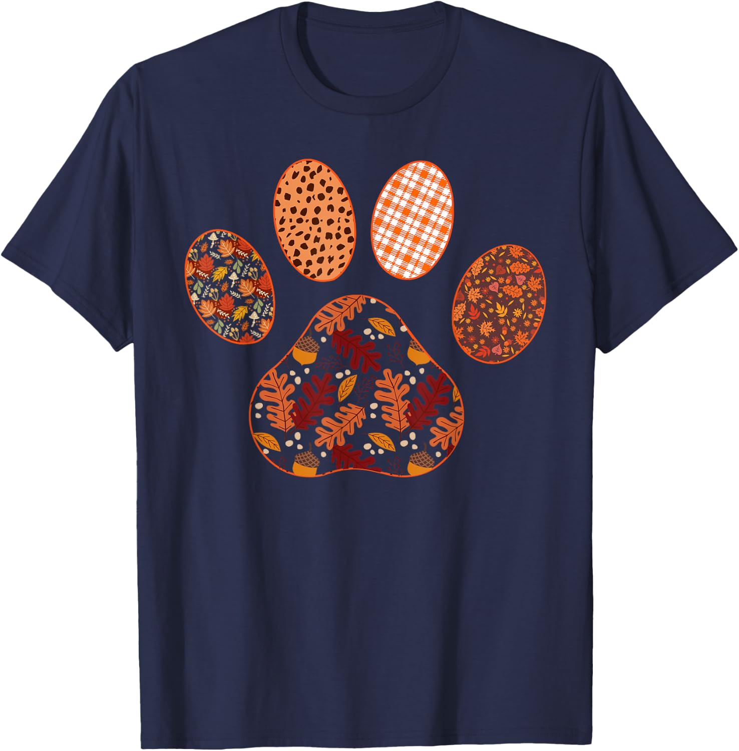Paw Print Thanksgiving Dog Candy Fall Ghost Women Girls Kids T-Shirt - T-Shirt | Navy