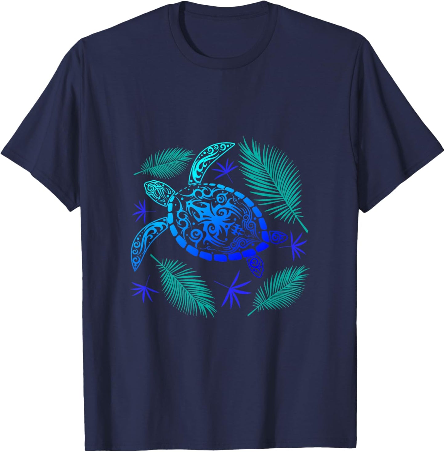 Turtle Palm Tree Vacation Summer Tortoise Funny Turtle Men Women Girls Kids T-Shirt - T-Shirt | Navy