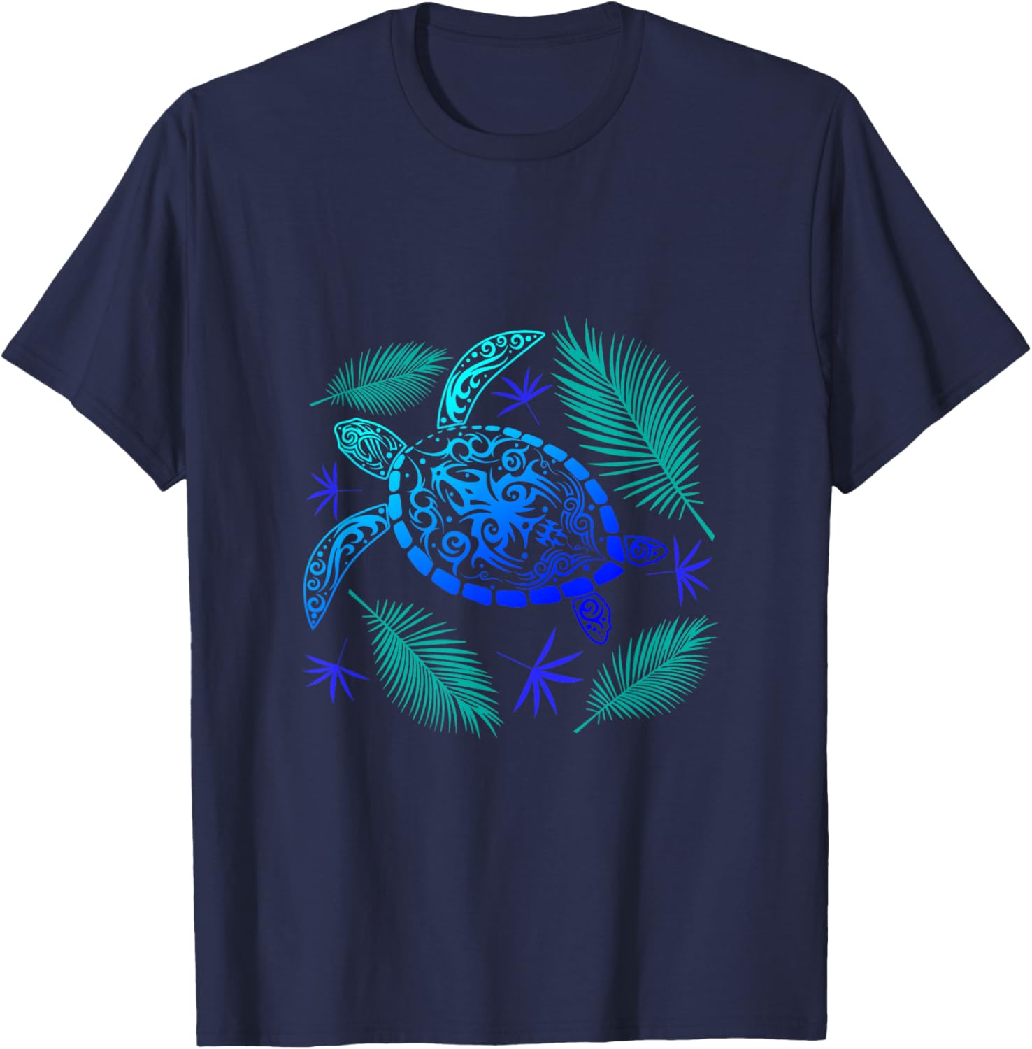 Turtle Palm Tree Vacation Summer Tortoise Funny Turtle Men Women Girls Kids T-Shirt - T-Shirt | Navy