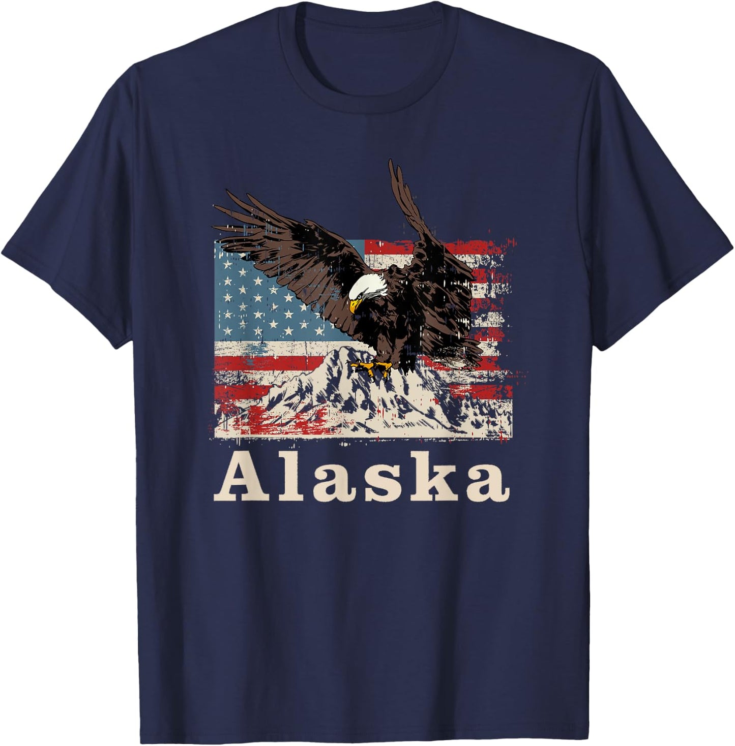 American Bald Eagle Flag Alaska Souvenir T-Shirt - T-Shirt | Navy