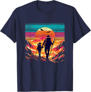 father daughter hiking mountain Camping Buddies Daughter dad T-Shirt - T-Shirt | Navy